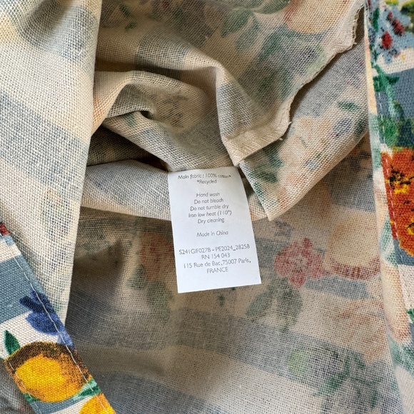 new Sézane x Momonì blue stripes lemon flowers cotton tote bag limited edition - Picture 4 of 5